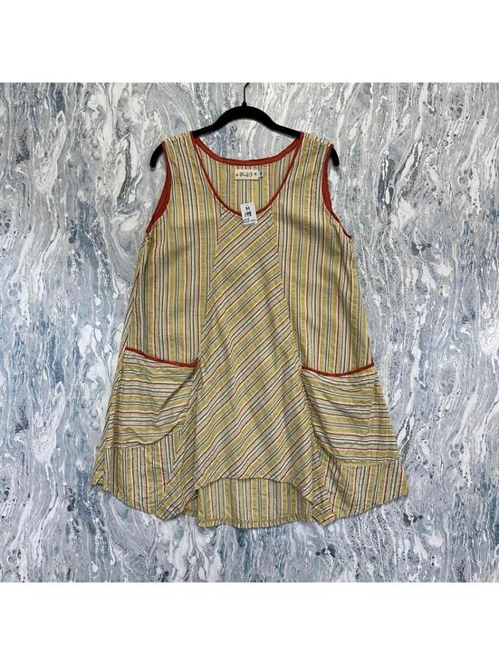 Dresses & Skirts - Boho Cottage Striped Sleeveless A-Line Dress (M)